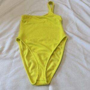 Good American Vibrant Yellow One-Shoulder One Piece Swimsuit